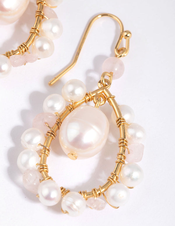 Gold Plated Teardrop Earrings with Freshwater Pearls