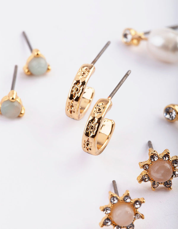 Gold Plated Earrings Pack with Freshwater Pearls