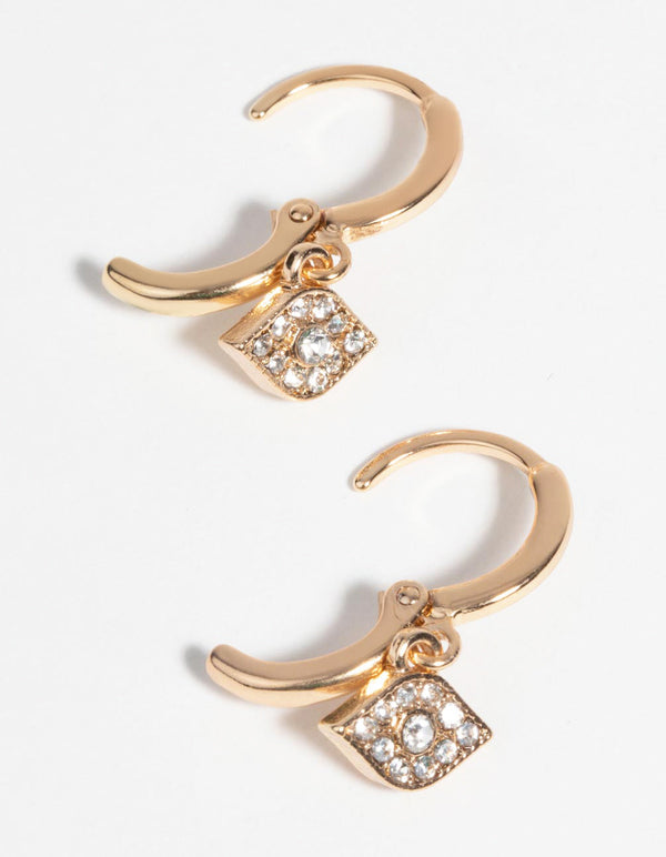 Gold Evil Eye Huggie Hoop Earrings