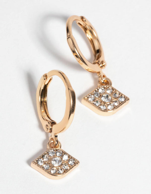 Gold Evil Eye Huggie Hoop Earrings