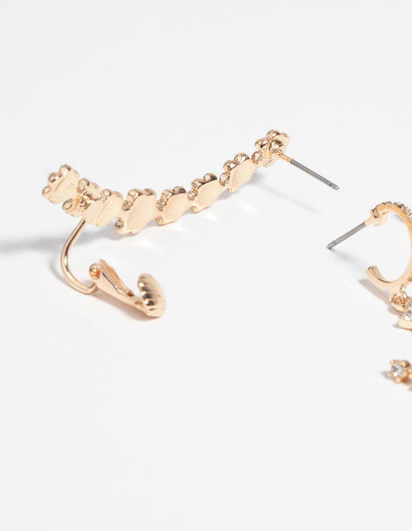 Gold Butterfly and Flower Earrings