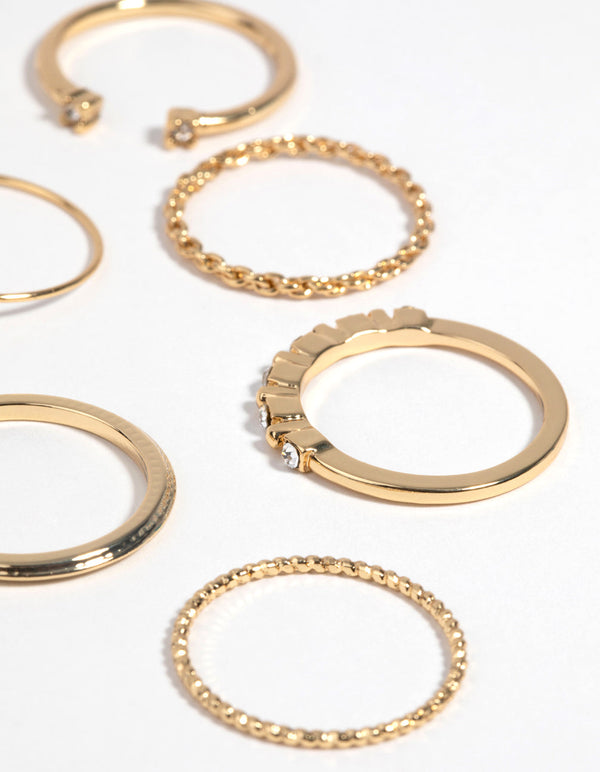 Gold Plated Ring Stack Pack with Freshwater Pearls