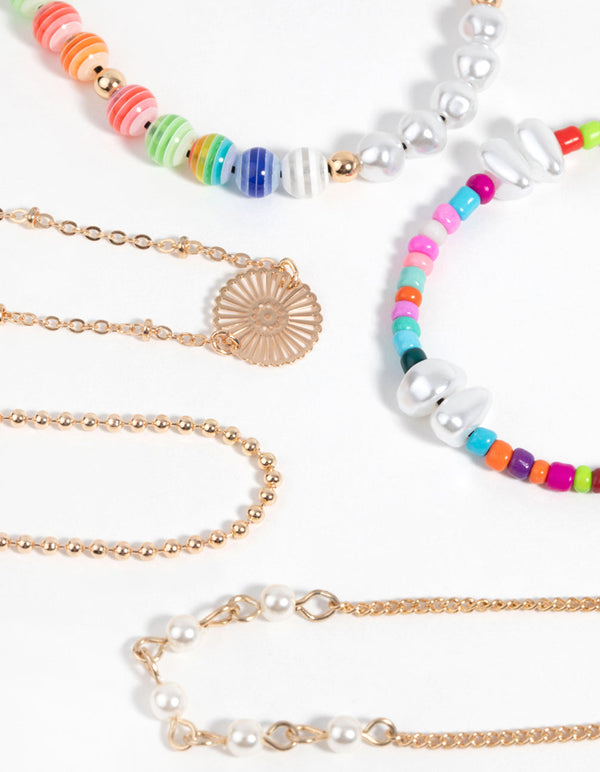 Colourful Bead and Pearl Bracelet Pack