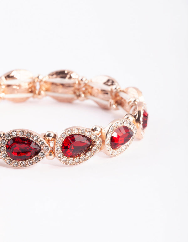 Rose Gold Pear Halo Bracelet