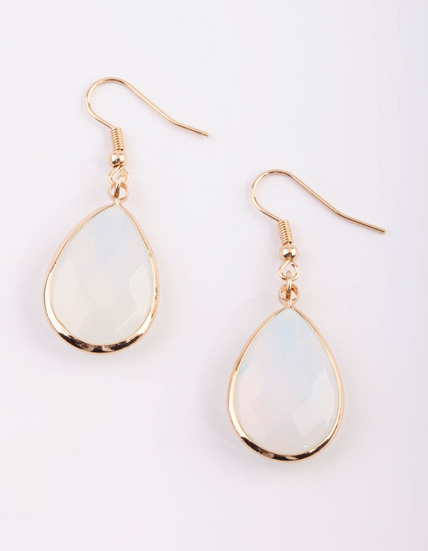 Gold Teardrop Earrings with Moonstone