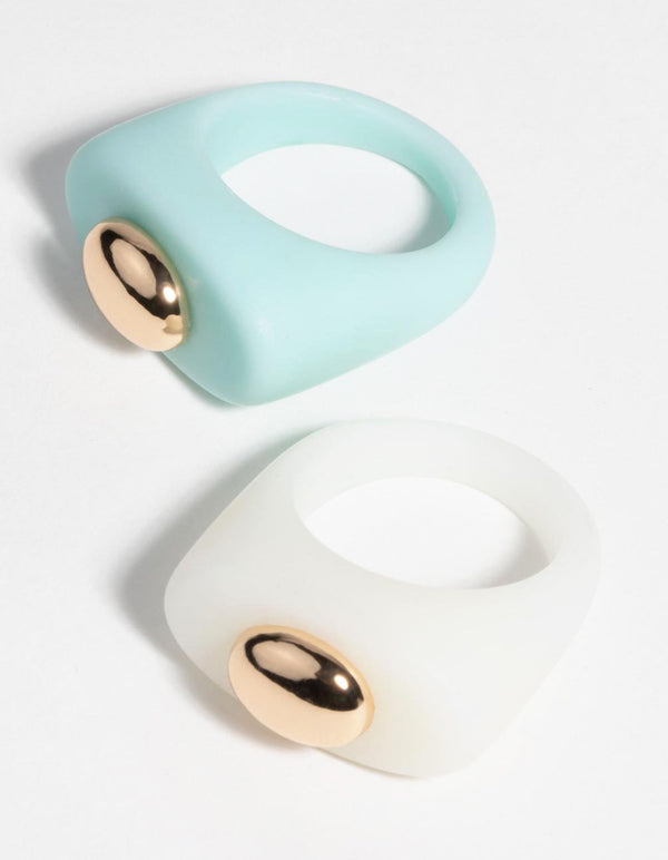 Witte en turquoise ringen uit de jaren 90
