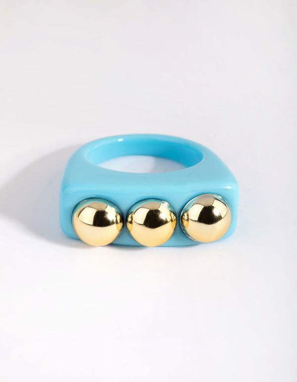 90s Blue and Gold Ring