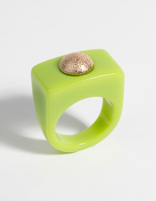 90s Green and Gold Plastic Ring
