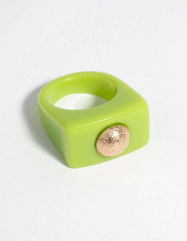 90s Green and Gold Plastic Ring