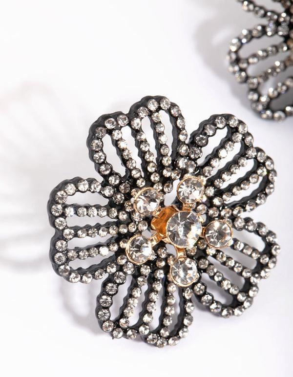 Matte Diamante Flower Stud Earrings