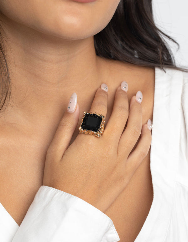 Gold and Black Stone Ring