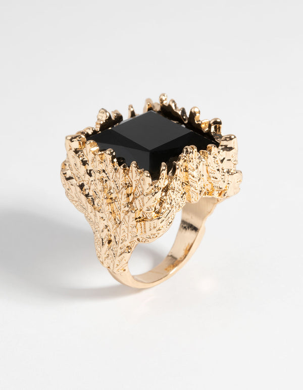 Gold and Black Stone Ring