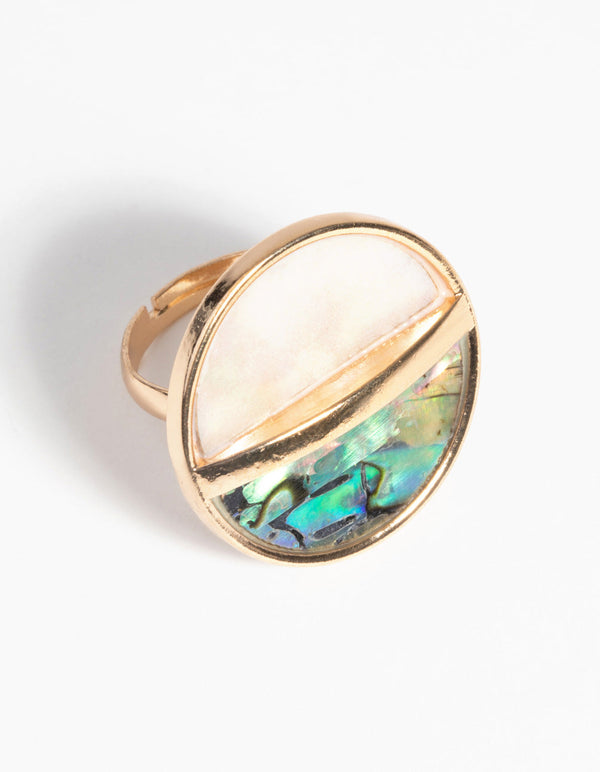 Gold and Marble Iridescent Ring