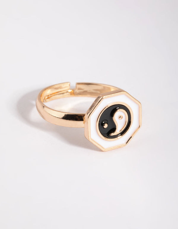 Yin and Yang Hexagon Ring
