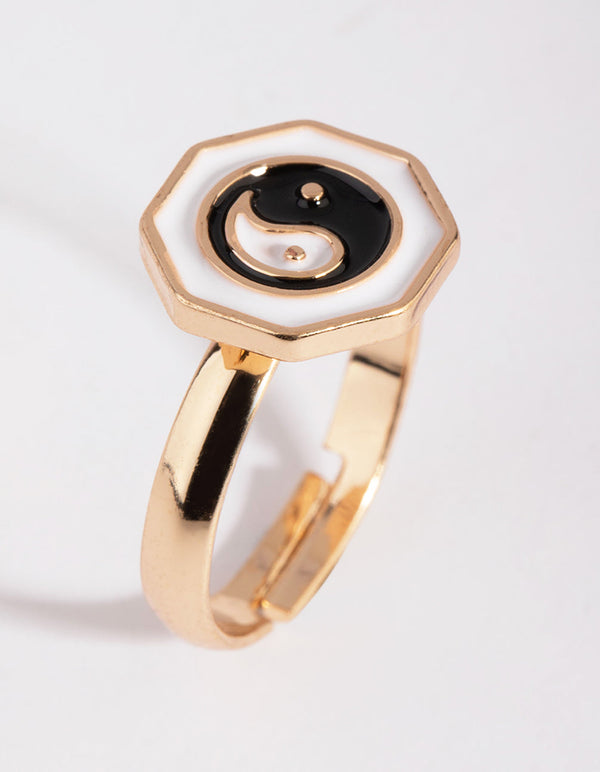 Yin and Yang Hexagon Ring