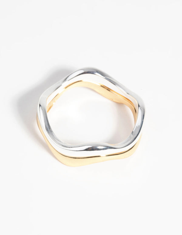 Gold and Silver Plated Weave Ring Set
