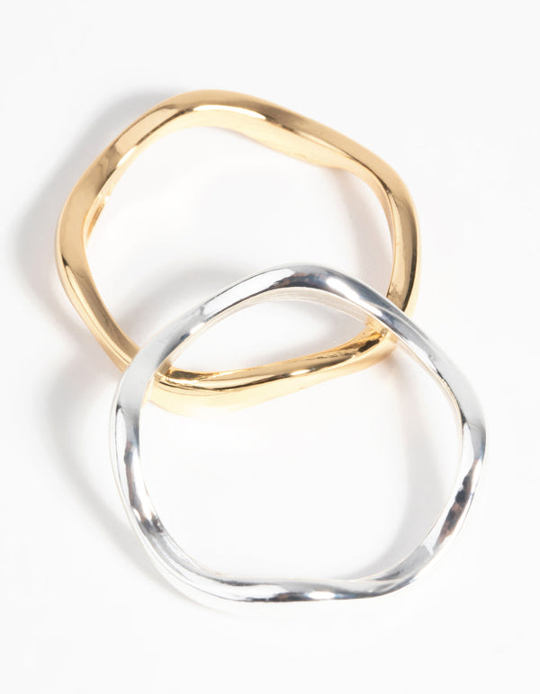 Gold and Silver Plated Weave Ring Set