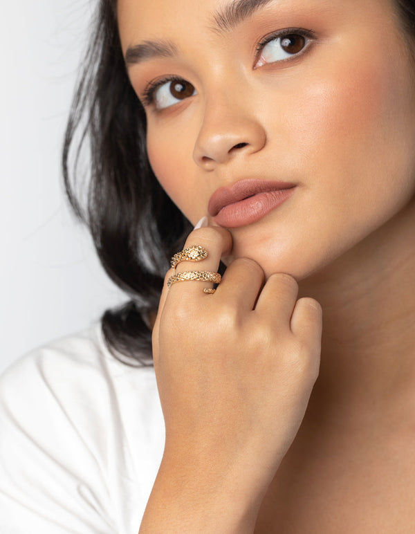 Gold Textured Snake Ring