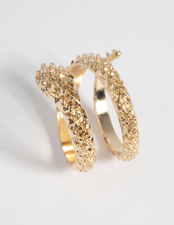 Gold Textured Snake Ring