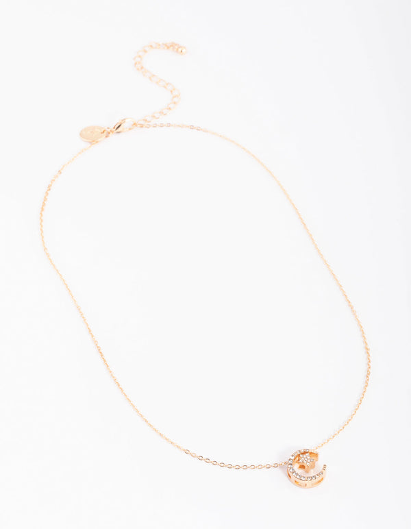 Gold Floating Moon Necklace