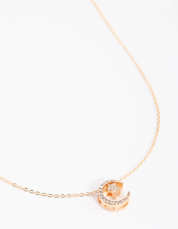 Gold Floating Moon Necklace