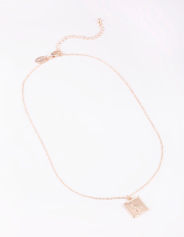 Rose Gold Square Pendant Necklace