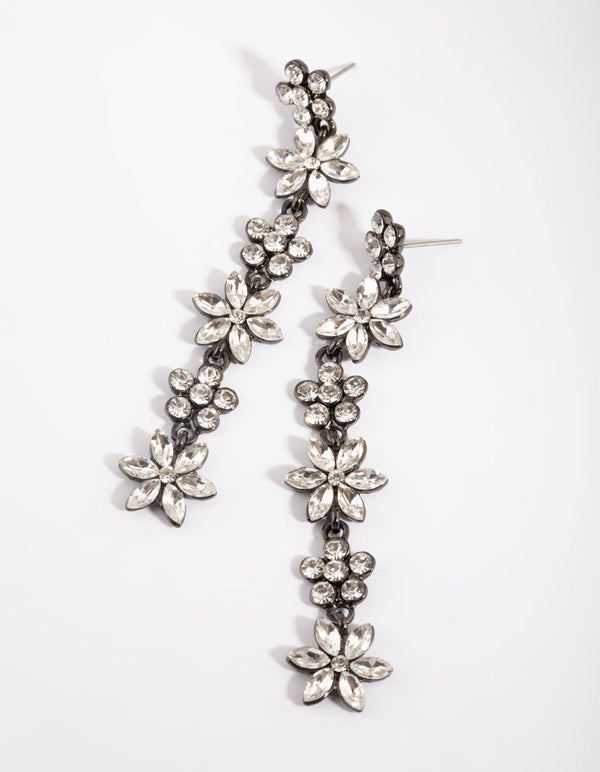 Funmetal Flower Chain Drop Earrings