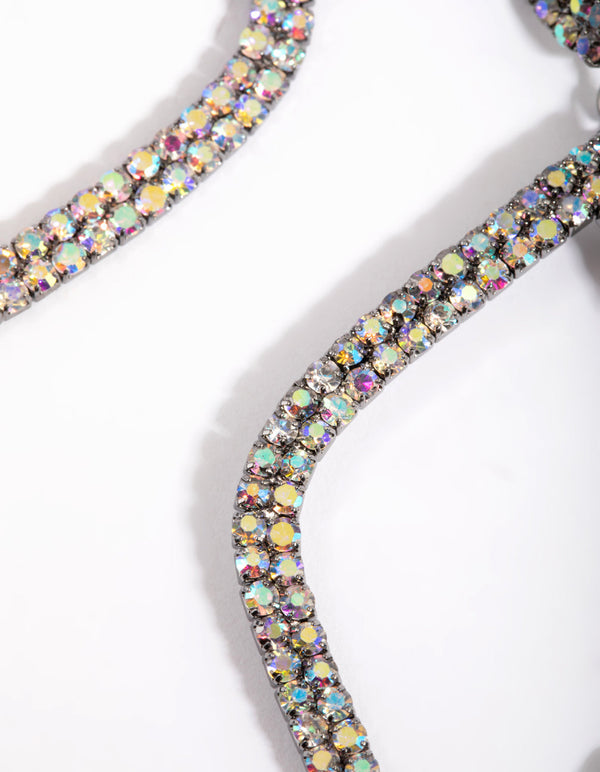 Gunmetal Diamante Drop Earrings