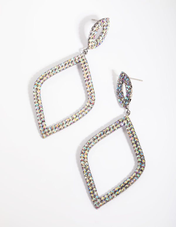 Gunmetal Diamante Drop Earrings
