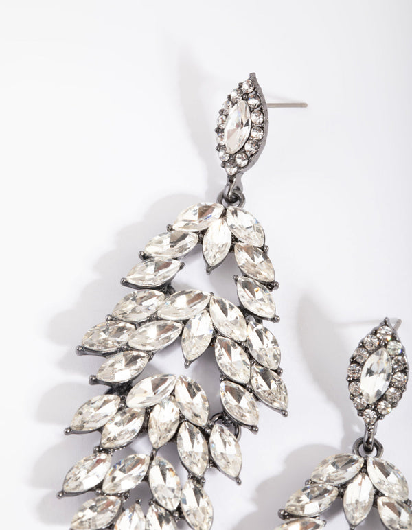 Gunmetal Navette Drop Earrings