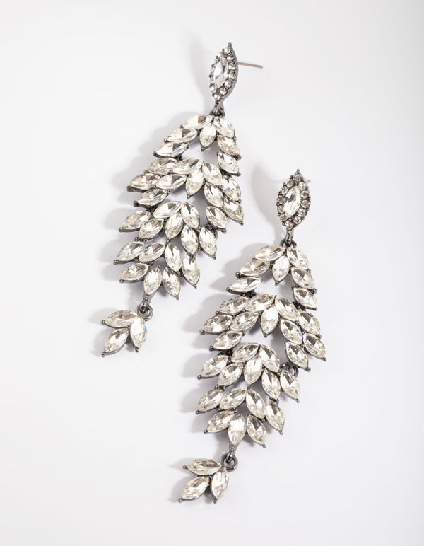 Gunmetal Navette Drop Earrings