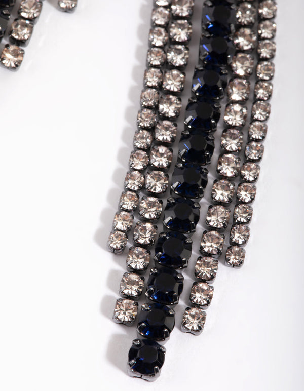 Gunmetal Diamante Drop Earrings