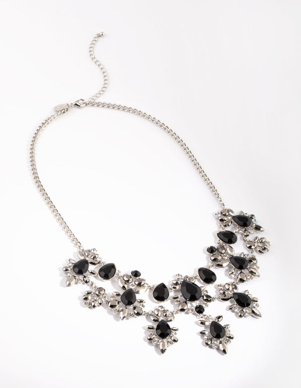 Gunmetal Marquise Diamante Necklace