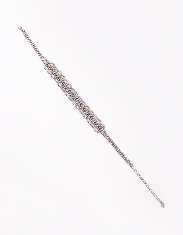 Gunmetal Diamante Choker Necklace