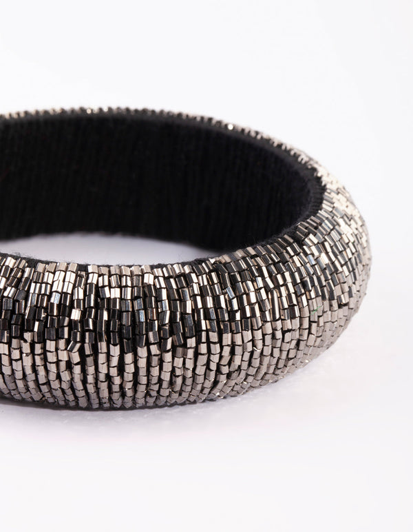 Gunmetal Beaded Bangle Bracelet