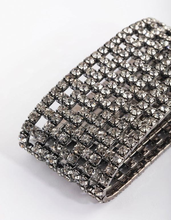 Gunmetal Diamante Mesh Bracelet