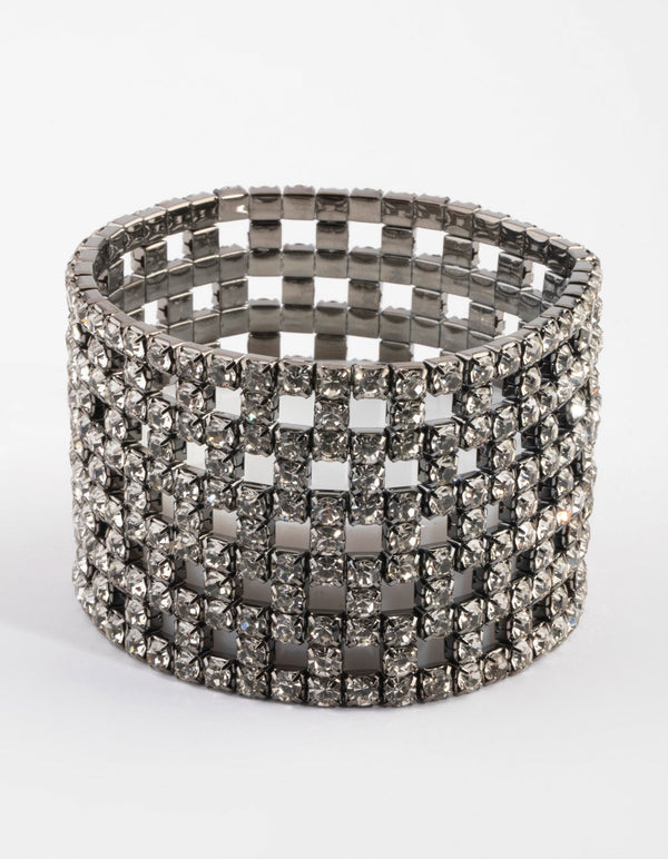 Gunmetal Diamante Mesh Bracelet