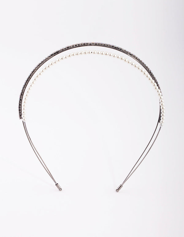 Gold Pearl and Diamante Alice Band