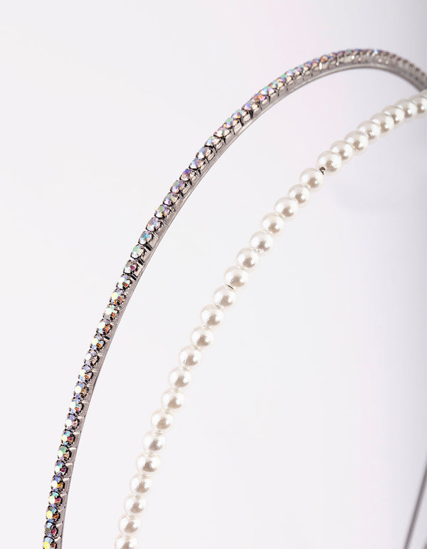 Gold Pearl and Diamante Alice Band