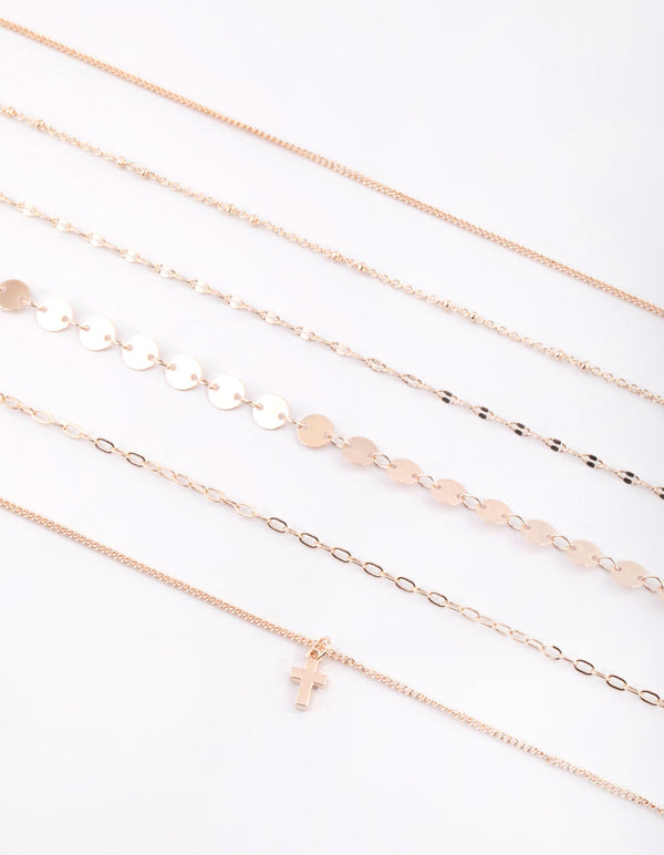 Rose Gold Cross Choker Necklace