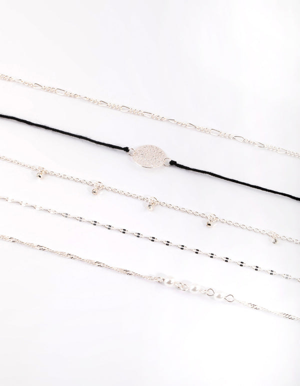 Silver Cord Choker Necklace