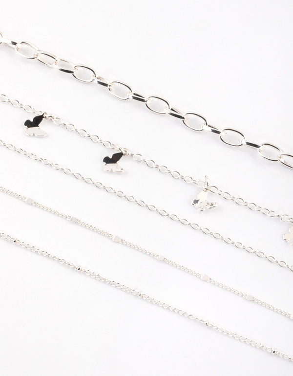 Silver Butterfly Choker Necklace