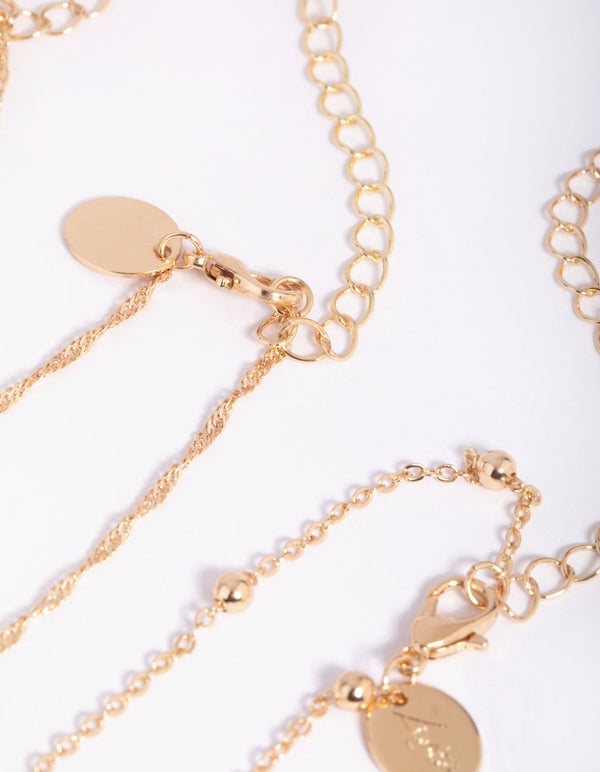 Gold Heart and Diamante Choker Necklace