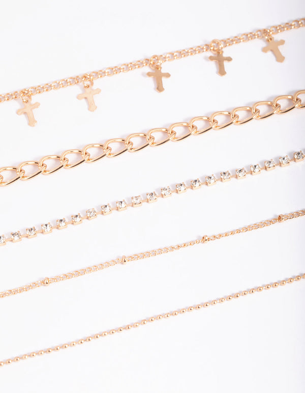 Gold Cross Choker Necklace