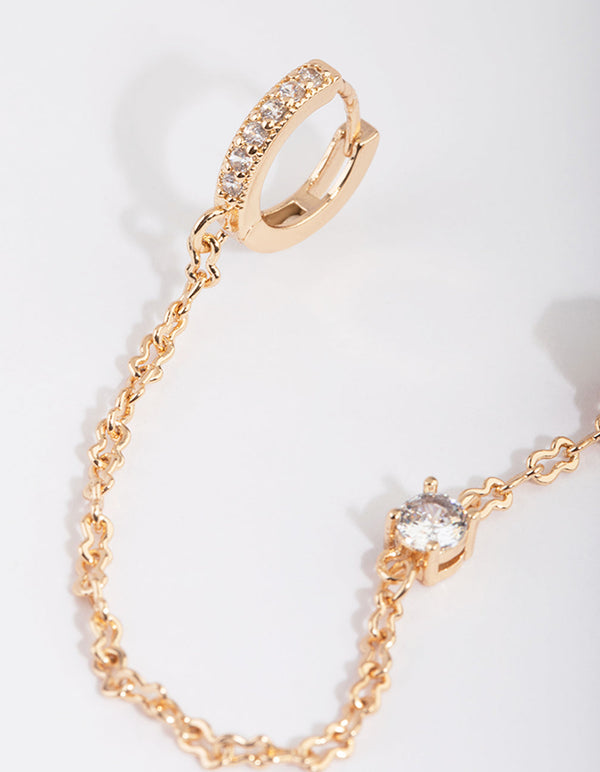 Gold Chain Stud and Huggie Earrings