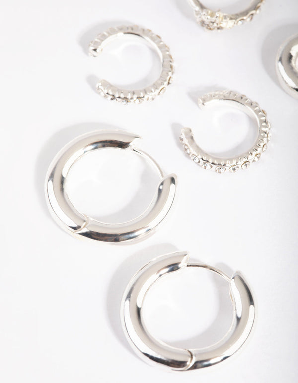 Silver Diamante Cuff Earring Stack Pack