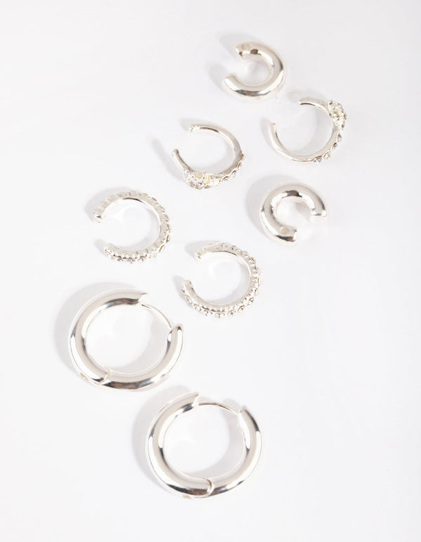 Silver Diamante Cuff Earring Stack Pack