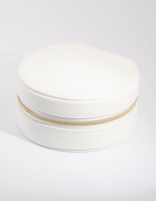 Small Round White Jewellery Box