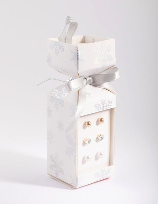 Gold Diamante and Pearl Stud Earring Pack