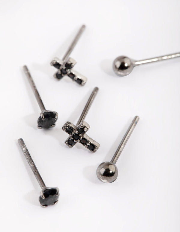 Sterling Silver Cross and Diamante Stud Earring Pack